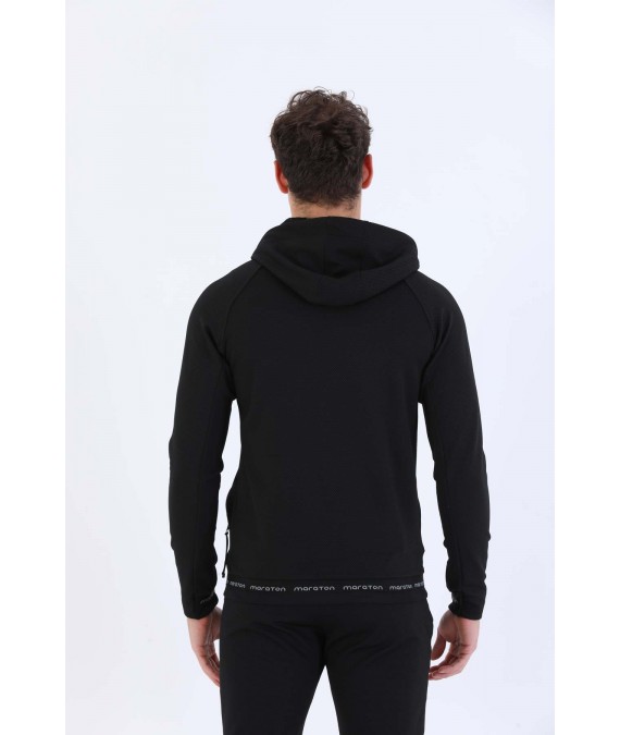 MARATON elastingas sintetinis džemperis vyrams su gobtuvu 20256 juodas