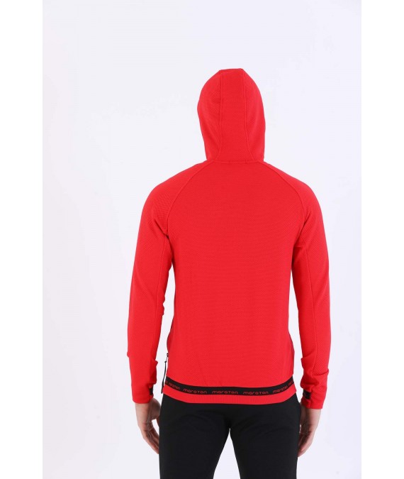 MARATON elastingas sintetinis džemperis vyrams su gobtuvu 20256 raudonas