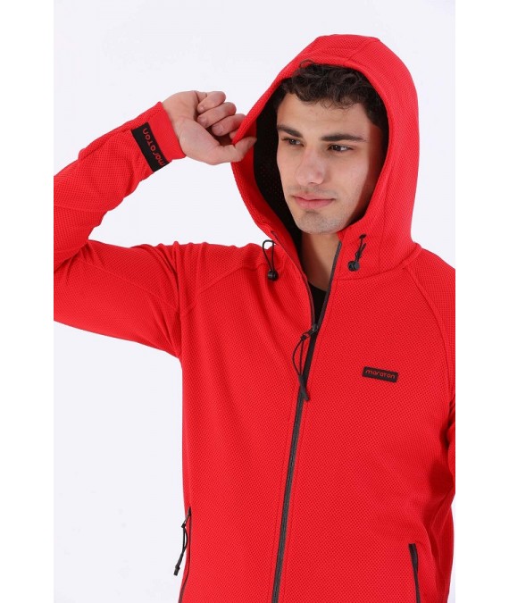 MARATON elastingas sintetinis džemperis vyrams su gobtuvu 20256 raudonas