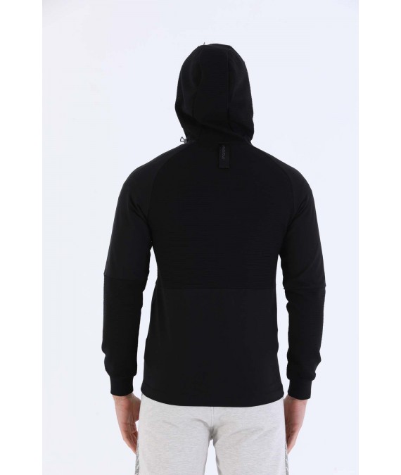 MARATON medvilninis džemperis vyrams su gobtuvu 20637 juodas