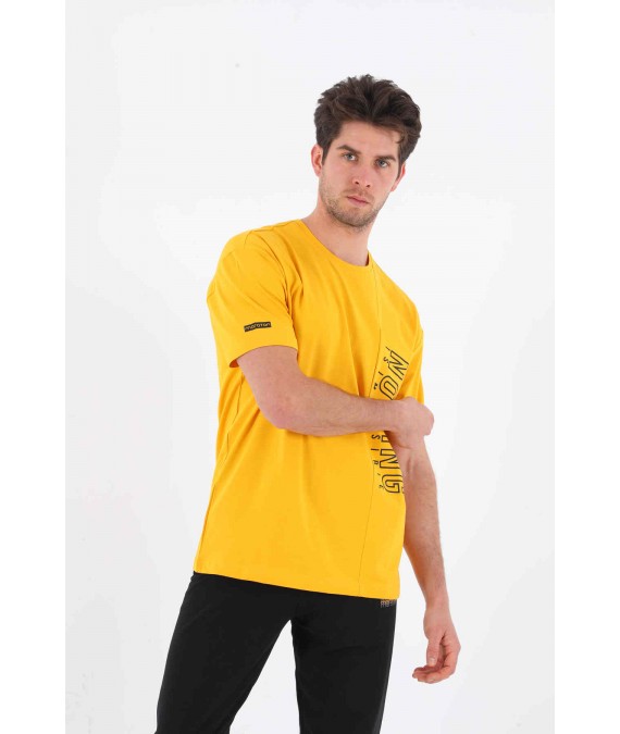MARATON vyriški marškinėliai OVERSIZE iš medvilnės 20771 geltoni