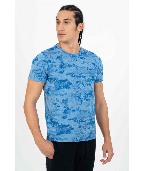 MARATON vyriški marškinėliai su medvilne 21579 mėlyni